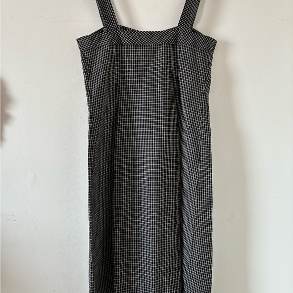 Ann Taylor LOFT 100% Linen Black and White Check Midi Dress - Size 6 - Picture 4 of 9